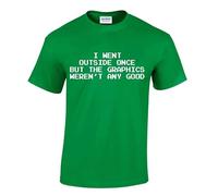 Darkwear I Went Outside Once But The Graphics T-Shirt Funny Geek Gift Top Tee(Irish Green, M)