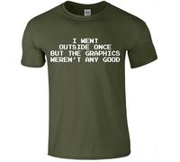 Darkwear I Went Outside Once But The Graphics T-Shirt Funny Geek Gift Top Tee(Military Green, 5XL)
