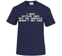 Darkwear I Went Outside Once But The Graphics T-Shirt Funny Geek Gift Top Tee(Navy Blue, M)