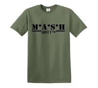 Darkwear M*A*S*H 4077TH T-Shirt MASH TV Series US Tshirt(Black Print Military Green,L)