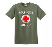 Darkwear M*A*S*H 4077TH T-Shirt MASH TV Series US Tshirt(Cross Print Military Green,5XL)
