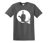 Darkwear Middle Finger Shadow Puppet T-Shirt Funny Rude Joke Novelty Rabbit Gift Top Tee(Charcoal, 3XL)