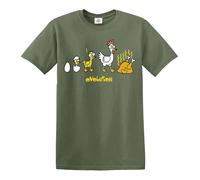 Darkwear OVOLUTION Funny T-Shirt Chicken Evolution Joke Party Top T-Shirt (Olive, 7-8 Years)
