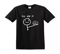 Darkwear Please USE IT Brain Slogan Crew Neck Cute Children Funny T-Shirt(Black,7-8 Years)
