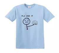 Darkwear Please USE IT Brain Slogan Crew Neck Cute Children Funny T-Shirt(Sky Blue,9-11 Years)
