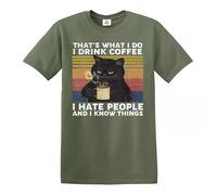Darkwear That's What I Do I Drink Coffee I Hate People Vintage T-Shirt Cat Kitten Retro