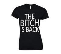 Darkwear The Bitch is Back Ladies T-Shirt Funny Rude Xmas Christmas Joke Top(Black, L)