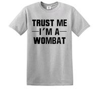 Darkwear Trust Me I’m A Wombat T-Shirt Funny Novelty Party Joke Gift Top Tee (Sport Grey Black Print, XL)