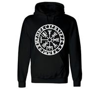 Darkwear VEGVISIR COMPASS VIKING CELTIC BLACK HOODY Norse Thor Odin Tribal Tattoo Hoodie (Black, M)