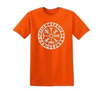 Darkwear Vegvisir Compass Viking Celtic T-Shirt Norse Thor Odin Tshirt(Orange,S)