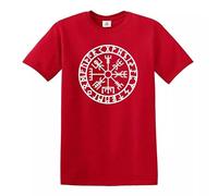 Darkwear Vegvisir Compass Viking Celtic T-Shirt Norse Thor Odin Tshirt(Red,L)