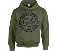 Darkwear VEGVISIR COMPASS-VIKING CELTIC YGGDRASIL TREE OF LIFE HOODY TRIBAL HOOD HOODIE (VEGVISIR COMPASS-XXL)