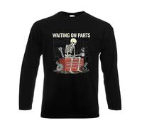 Darkwear Waiting On Parts Skeleton Human Funny Novelty Mens Longsleeve Gift Tee Top(Black,XL)
