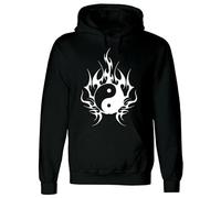 Darkwear YIN YANG TRIBAL Black Hoody Tattoo Celtic Rock Metal yinyang Music Goth Sweatshirt Hoodie (Black, XXL)
