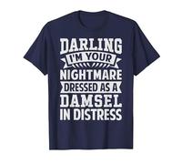 Darling I'm Your Nightmare Dressed As A Damsel in Distress T-Shirt, Men, Navy Blue, XX-Large