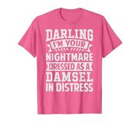 Darling I'm Your Nightmare Dressed As A Damsel in Distress T-Shirt, Men, Pink Heather, Large