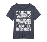 Darling I'm Your Nightmare Dressed As A Damsel in Distress T-Shirt, Women's Plus, Heather Blue, 6X