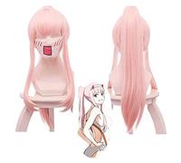 Darling in The FRANXX 02 Zero Two Long Ponytail Wig Cosplay Costume Code 002 Women Heat Resistant Synthetic Hair Pink Wigs Cosplay Anime Wig Coser
