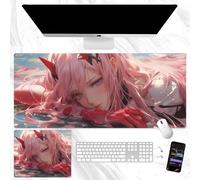 Darling in the Franxxx Mouse Pad Zero Two Mouse Mat Anime Gaming Mousepad Large Keyboard Pad Computer Laptop Office Student Mousepad for Boys Girls
