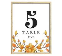 Darling Souvenir, Autumn Theme 1-12 Table Numbers Fall Wedding Reception Decor Table Cards (4x6 Inches)