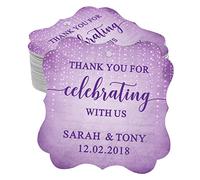 Darling Souvenir Fancy Frame Custom Paper Tags Thank You for Celebrating with Us Wedding Favor Gift Hang Tags-Stary Mauve Purple-100 Tags