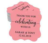 Darling Souvenir Fancy Frame Custom Paper Tags Thank You for Celebrating with Us Wedding Favor Gift Hang Tags-Peach Pink-100 Tags