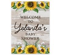 Darling Souvenir MADE WITH LOVE Personalized Welcome Sign For Baby Shower, Sunflower Border Baby Shower Collection Great For Your Celebrations- 18”x 12”