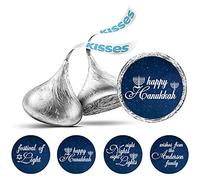 Darling Souvenir Pack of 190 Pcs Hanukkah Jewish Stickers Chocolate Stickers Chocolate Labels-Midnight Blue
