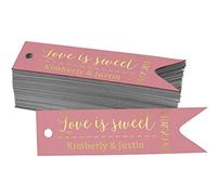 Darling Souvenir Pack Of 50 Real Gold Foil Personalized Paper Tags Love Is Sweet Wedding Favor Hang Tags