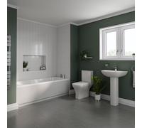 Darlington Basin and 1700mm Straight Single Ended Bathroom Suite | White | ABS Polished Chrome | 545mm