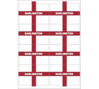 Darlington England Flag Rectangular Matt Paper Stickers A4 Sheet of 8 (Each Sticker is 99mm x 68mm)