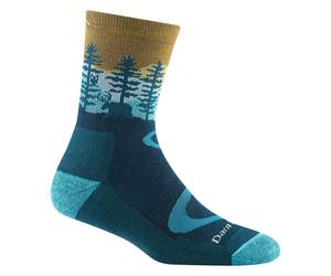 Darn Tough Ladies Northwoods Micro Crew Patterned Cushioned Hiking Socks - L - Dark Teal