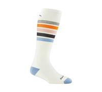 Darn Tough Ladies Over-the-Calf Midweight Ski Snowboard Striped Merino Wool Socks - L - White
