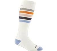 Darn Tough Ladies Over-the-Calf Midweight Ski Snowboard Striped Merino Wool Socks - L - White