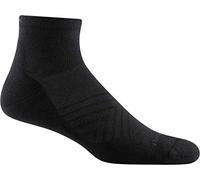 Darn Tough Men's Run Coolmax 1/4 Ultra-Lightweight with Cushion - Large Black Coolmax Socks for Running