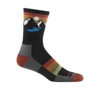 Darn Tough Mens Sunset Patterned Micro Crew Lightweight Hiking Seamless Merino Socks - L - Charcoal