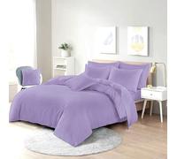 Darnall Easycare Plain Dye Lilac Duvet Cover Set King Size with Matching 2 Pillowcase Soft Polycotton Easy Care Wrinkle Resistant Breathable No Iron Percale Anti Allergy Quilt Cover Bedding Set
