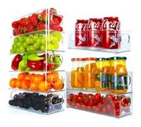 Darnall Stackable Fridge Organiser Boxes - Set of 8 Clear Plastic Storage Containers for Fridge, Pantry & Cabinets | BPA-Free Space-Saving Food Storage Bins