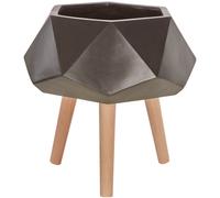 Darnell Multi-Faceted Planter - Black and Wood