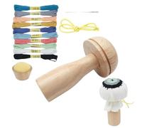 Darning Accessory Kit - Complete Kit for Darning Socks and Clothes | Wooden Mushroom with Needle and Elastic Strap | for Repairing Sweaters, Pants, Hats Scarves