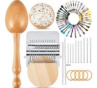 Darning Egg Mini Darning Loom Darning Egg for Socks 14 Hooks Small Speedweve Style Weaving Loom Darning Loom with 9 Pcs Large Eye Needles 50 Colors Darning Thread for Handcraft DIY Weaving Repair Tool