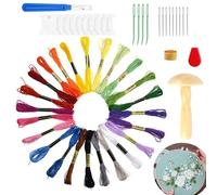 Darning Kit Wooden, Wood Darning Mushroom Set with 13PCS Darning Needle and 24 Colors Sewing Thread for DIY Sewing Wool Socks Clothes Home DIY Hand Sewing Crafts