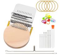 Darning Loom Kit, Knit Patch, Small Weaving Machine Tool Set,Wood Weaving Knitting Machine with Knitting Needles for Repair Jeans Socks DIY Craft, Knit Patch Loom Weave Tool, Silver