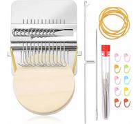 Darning Loom Small - 14 Hooks Speedweve Type Weave Tool, Mini Mending Loom for Jeans Socks Clothes, Portable Weaving Loom with Crochet Hook & Sewing Needles, DIY Thread Repair Kit