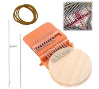 Darning Loom & Weaving Loom Kit,Mini Darning Looms Machine Tool for Adults,10 Hooks Wood Weaving Knitting,Looms Knitting Set with Wool for Repairing Clothes & Socks(Orange)