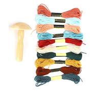 Darning Mushroom Kit, Wooden Mushroom and Darning Yarn Mushroom Patching Threads Tool for DIY Sewing Home Travel Handicraft