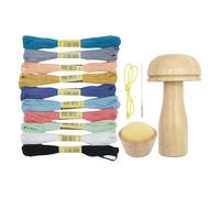 Darning Mushroom - Mushroom Darning Kit, Thread Sets, and Elastic Strap, Darning Set | DIY Sewing Craft Repair Tool, For Hats, Pants, Sweaters,
