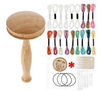 Darning Mushroom Wood Darning Mushroom Set with Sewing Needles Rubber Band Needle Suction Device Needle Threader Tooth Comb 13 Colors Embroidery Thread for Clothes DIY Hand Sewing