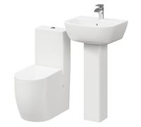 Darnley Full Pedestal Basin and Round Toilet Suite | White | ABS Polished Chrome | 530mm