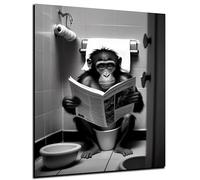 DARO Design - Decorative Pictures Guest Toilet Wall Picture Bathroom Toilet Art Print Picture on 6 mm HDF 30 x 40 cm Monkey Wall Decoration - Funny Wall Pictures Canvas Poster Chimp Aesthetic Room